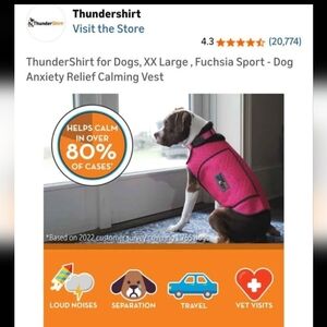 ThunderShirt Fuchsia Sport Dog Anxiety Relief Calming Vest